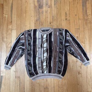 Cape Isle Knitters Sweater Men's Medium Brown Fisherman Long Sleeve Round Neck